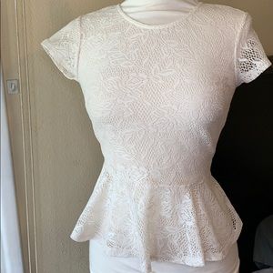 White lace peplum shirt